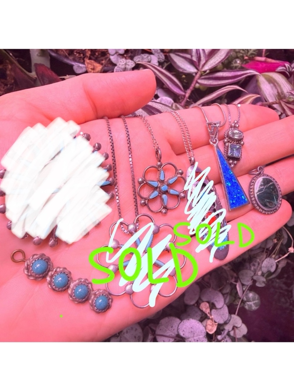 Vintage Southwestern Sterling Silver 925 Turquoise Coral Crystal Jewelry Set